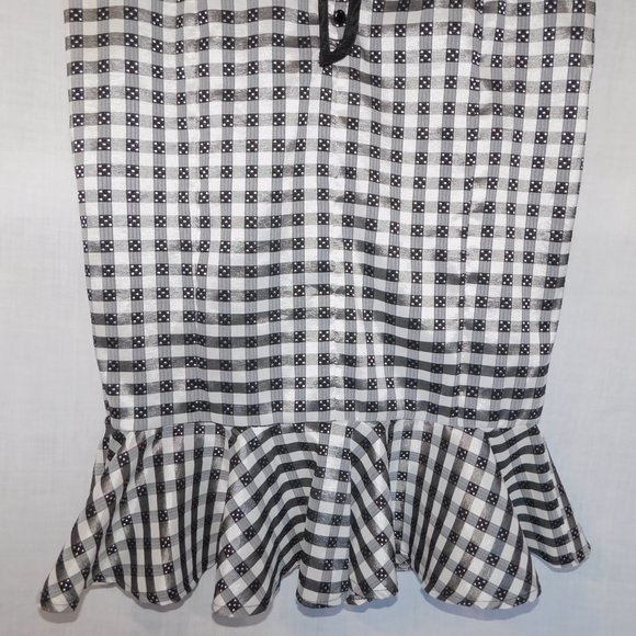 Living Dead Souls Womens XL Black White Gingham check Pencil Skirt Hem Ruffle - Picture 3 of 11